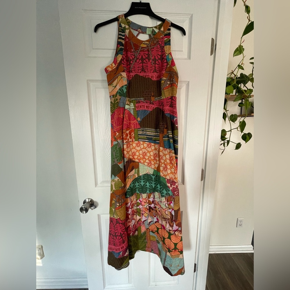 Farm Rio Linen midi open back dress